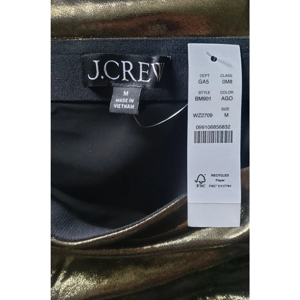 J.Crew Gwyneth slip skirt in gold lamé